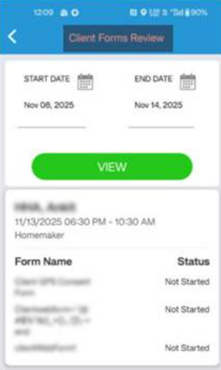 Updated client forms in CareSmartz360 mobile app