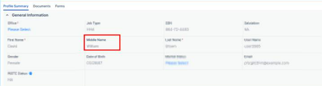 Middle name field added in caregiver applicant profile
